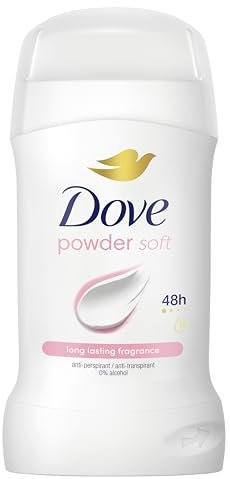 Dove Powder Soft Women's Antiperspirant Deodorant Cream Stick for 48 hour sweat protection and long-lasting fragrance with ¼ moisturising cream 50 ml