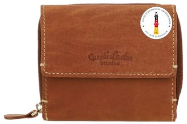Gusti Leder Geldbörse Brigitta – RFID Schutz Portemonnaie Damen, Kompakte Wallet, Kartenetui, Kartenhalter, Brieftasche, Klein Braun, Handgefertigt, Langlebig