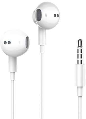 Earphones 3.5mm In-Ear Headphones Wired Earbuds, Noise Isolating Headset Without Microphone, Compatible with Phone Pad Samsung HuaWei MP3 Players Smartphones and Laptops