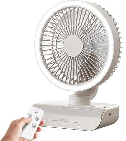 Ventilador de mesa oscilante | Ventilador oscilante de 5 velocidades con control remoto, ventilador de mano recargable de 2000 mAh, enfriador de aire para el hogar, estudio