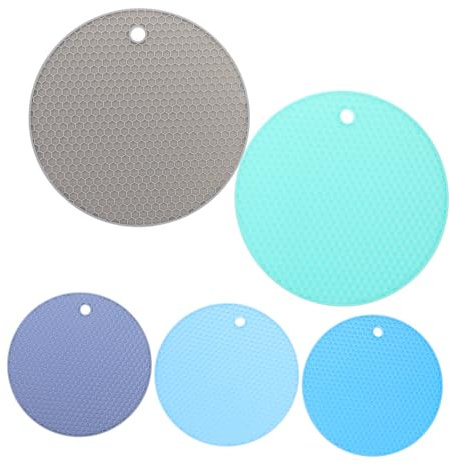 BESTonZON 5pièces Lot de Maniques Réutilisables Silicone Tapis Antidérapants pour Plan De Travail Isolant Chaleur pour Table Et Plats