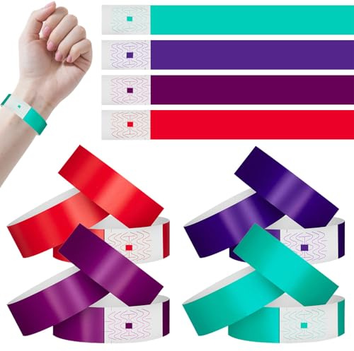 400Stück Papier-Armbänder für Events – Wasserfestes Festival-Accessoire mit Sicherheitsverschluss – Konzert, Club, Einlasskontrolle (Bedruckbar, 4 Farben) (orange Farbe)
