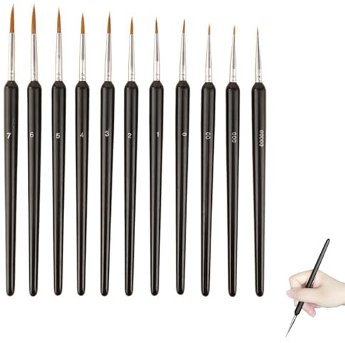 HABNI 10 Stück Feine Pinsel Set, Acryl Pinsel Aquarell Modellbau Malpinsel für Acrylmalerei, Feine Pinsel Set, ， Malen Nach Zahlen Dünne Klein, Detail Miniatur Künstlerpinsel Paint Brush