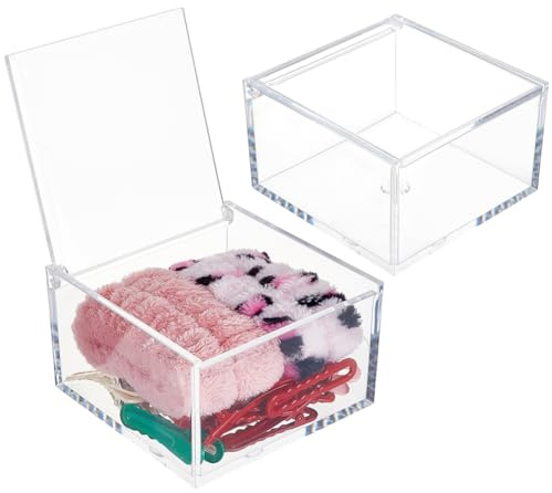 BENECREAT 2 Stück Durchsichtige Boxen Mit Klappdeckel 9.9x9.9x6cm Acryl Aufbewahrungsboxen Quadratisch Staub Organizer Boxen Für Geschenke Schmuck Gastgeschenke Kunsthandwerk
