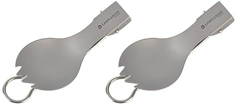 ZUNOXAZ 2pcs Picnicware Titanium Folding Spork Compact Camping Spoon Fork for Travel