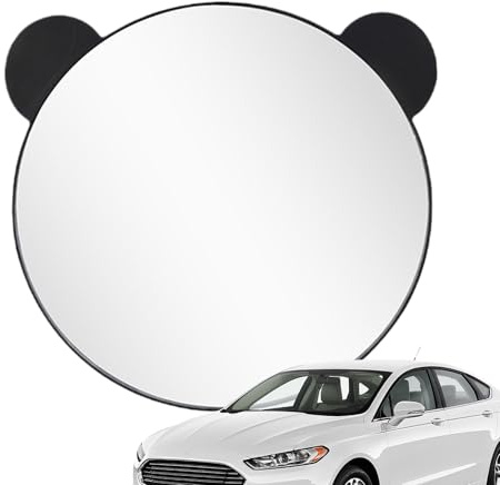 Quorvex Espejo De Coche Para Bebé | Espejo Para Asientos Traseros Con Visión Trasera | Monitor Ajustable Con Ángulo Amplio Y Orejas De Oso, Accesorios De Viaje Seguros Para Niños