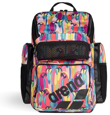 Arena One Go Backpack Swimmers Athletes Sports Gym Rucksack Multisport Daypack Large Size Training Gear Equipment Swim Bag for Men and Women, 45 Liters, Arena Tropical Delight