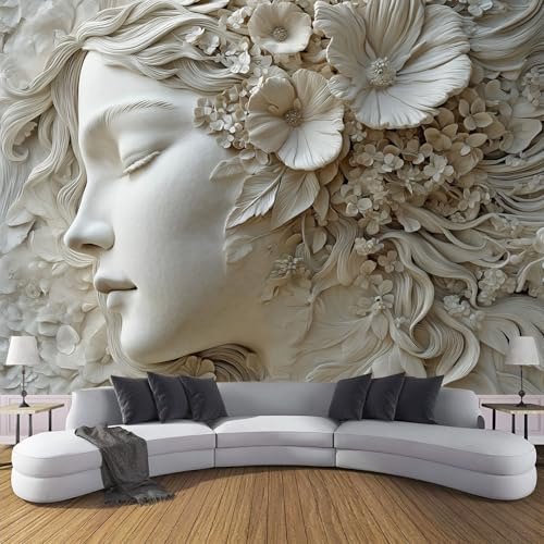 ANALTIRCE Fotomurale 3D Carta Da Parati Fotografia Delicato Donna Viso 200×140cm Carta Da Parati Camera Letto Moderna Fiori Foresta Fotomurali Murales Poster Gigante Moda Decorazione Da Muro