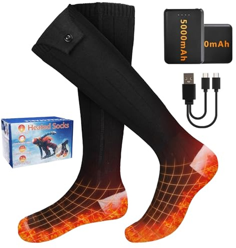 Heated Socks for Men Women: Electric Heated Socks 5000mAh Rechargeable APP Control 4 Temperature Foot Warmer Electric Socks Washable for Winter Skating Camping Hiking Fishing Cycling