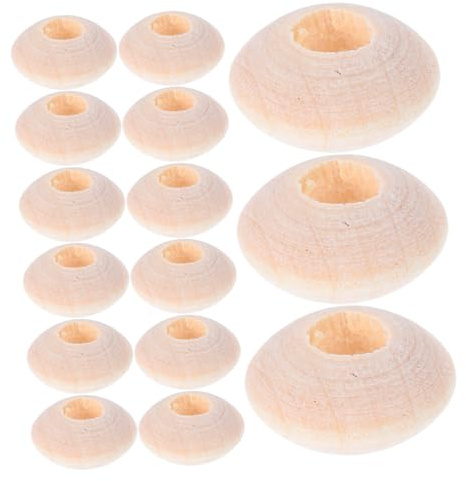 AUTSUPPL 100pezzi Perline Artigianali in Legno Perline Piatte Disco e Distanziatrici Forma di Piattino per Creazione di Braccialetti e Collane