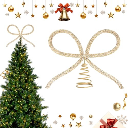 Weihnachtsbaumspitze 30 cm Aus Glas, Elegante Christbaumspitze In Gold, Hochwertige Baumspitze Weihnachten Für Wohnzimmer, Partydeko, Familie & Geschenkideen