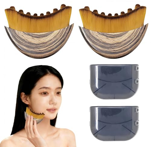2 Stück Lymphbürsten Gesicht für Lymphdrainage, Gesichtsbürste mit Gua-Sha-Funktion aus Alpenfaser, Sanfte Massagebürste zur Förderung der Durchblutung und natürlichen Hautpflege