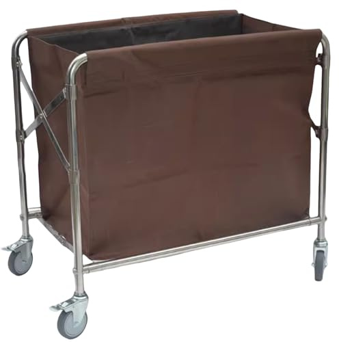 ZGYOZMNG Laundry TrolleyFolding Laundry Cart, Commercial Laundry Cart with Wheels, Industrial Laundry Cart with Foldable Stainless Steel Frame and Oxford Cloth, 10 Bushel (350 L), for Hotel