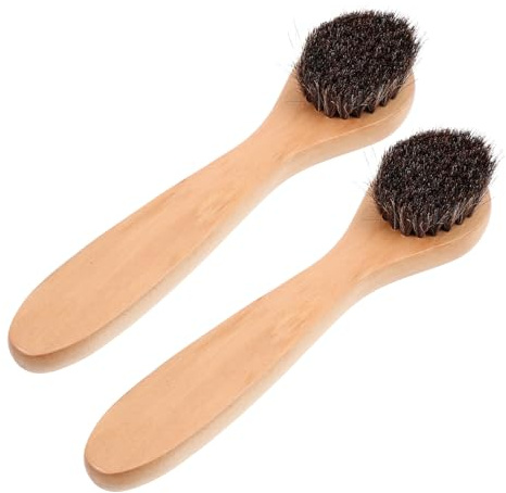 Generico 2 pezzi Spazzola Viso Setole Morbide di Crine di Cavallo Esfoliante Delicata per Pulizia Profonda e Massaggio Strumento Manuale per Cura della Femminile