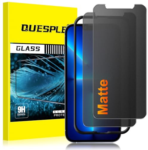 QUESPLE 2 Pack for iPhone 13 Pro Max/14 Plus Matte Privacy Screen Protector 6.7-Inch, 28°Anti-Spy Matte Tempered Glass Film, Anti-Fingerprint, Anti-Glare Matte Screen, Military-Grade Protection