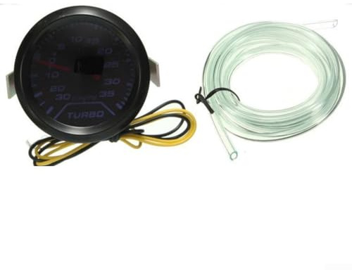 Misuratore di pressione turbo da 52 mm per uso automobilistico con capacità di 30 psi e lenti fumé con illuminazione a LED ad ago