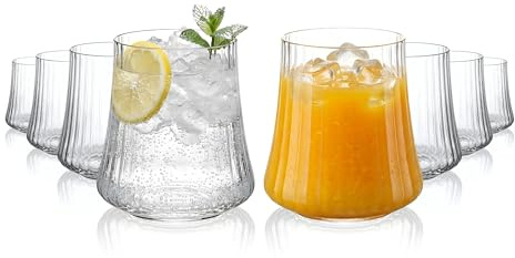 WUITOKI Vasos de agua modernos, juego de 8, 35 cl, de cristal, resistentes, vasos de zumo
