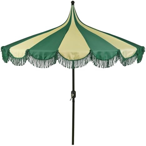 MICA Decorations Kim Parasol Rayé avec Sac de Transport - Protection Solaire 238 x Ø235 cm - Parasol Plage Jardin ou Balcon - Polyester, Acier