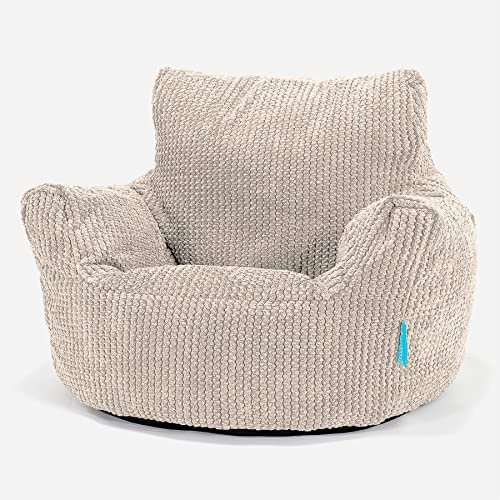 Lounge Pug - Pom Pom Waffle Textured CORD - Childrens Armchair - Kids Bean Bags UK - Toddler Chair Beanbag - Ivory
