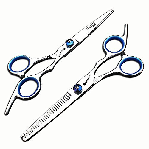 Forbici dei capelli degli strumenti di taglio dei capelli della famiglia tagliatori a 6 pollici inossidabili dei bambini tagliatori di capelli stabiliti 2pcs (blu)