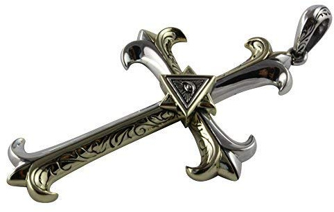 myringshop Masonic Freimaurer Tempelritter Kreuz Lilien Anhänger vergoldet 925 Silber