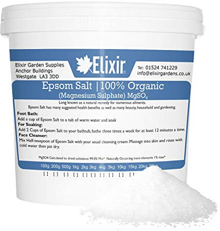Elixir Gardens 100% Organic FFC Food Grade Medical Epsom Salt | 1, 5, 10, 15, 20, & 25kg Weights Available | Supplied in Tub (10kg)