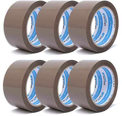 gws Paketklebeband 6 Rollen braun Geräuscharmes Universalklebeband zum Verpacken von Paketen - Hohe Klebekraft - Profi-Qualität 66 m Länge 50 mm Breite