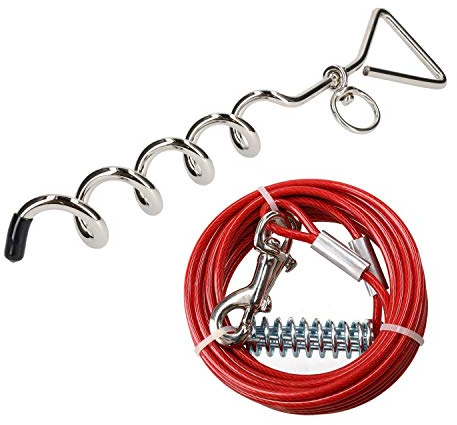 Yard Dog Juego Fuera Spike & 20ft Resistente Cable de Amarre Fuerte