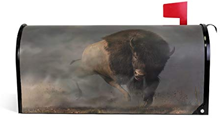 Linomo Magnetbriefkasten-Abdeckung American West Bison Bull Buffalo Briefkasten, Briefkasten-Abdeckung, für Haus, Garten, Hof, Außendekoration, für Übergröße 63,5 x 53,3 cm