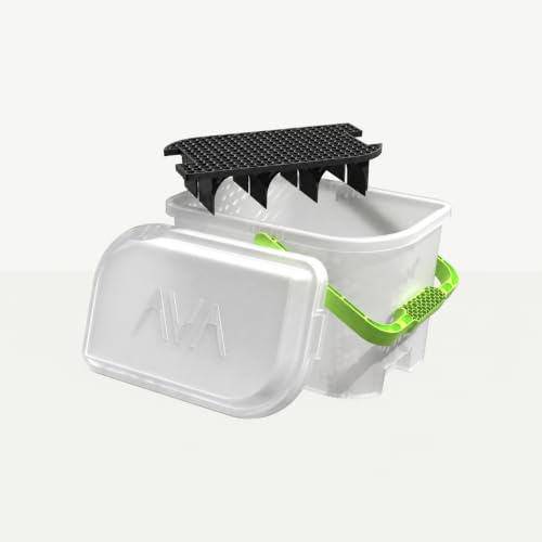 AVA Car Wash Bucket with Removable and Foldable Dirt Grit Guard, Leak Proof Lid, Holds 6 x 1 Litre Bottles, Transparent, 16 Litres