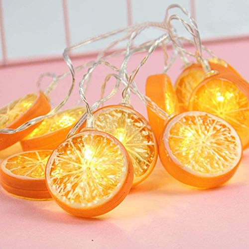 Riaxuebiy LED Simulation Frucht Orange Zitrone Scheiben Lichterketten Girlande Zitrone Fee Nachtlichter Kranz Hängelampe Batterie Powered for Home Hochzeit Party Garten Dekoration (Orange, 3m/20LED)