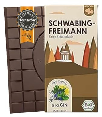 München Stadtteil-Schokolade SCHWABING-FREIMANN – 75g Bio Fair Trade Zartbitter mit Minze & Südfrucht | Geschenk á la Gin | Vegan, plastikfrei & alkoholfrei