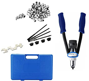 Nietmutternzange,Nietenzange Set,Gewindenieten Zange,Profi Nietzange,Blindnietzange,Popnietzange,Nietzange,Hebel Nietmutternzange M5 M6 M8 M10 M12,inkl 150 Nietmuttern