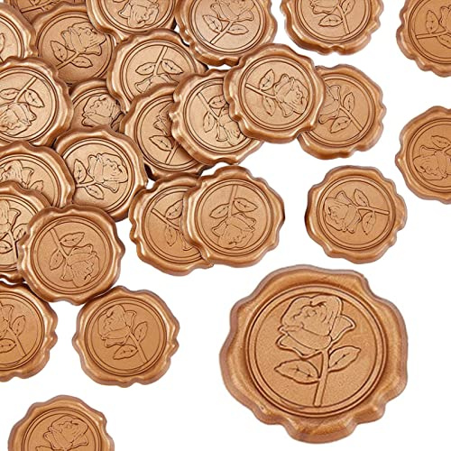 CRASPIRE 25 STÜCK Klebende Wachssiegel-Aufkleber, Selbstklebende Siegellack-Stempel-Rosen-Aufkleber Zum Versiegeln von Umschlagkarten Geschenkverpackung Scrapbooking