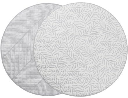 Toddlekind Krabbeldecke für Babys, Blattmuster, handgenäht, Baby-Spielmatte aus Bio-Baumwolle, 125 cm, Stone/Grau