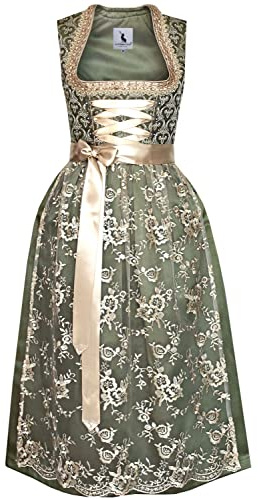 Alpenmärchen Langes Dirndl Daliah aus Exklusiver Kollektion inkl. Spitzenschürze Gr.52 - ALM913