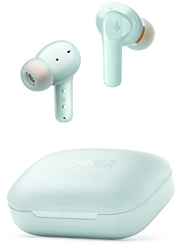 Donner Bluetooth Kopfhörer mit Geräuschunterdrückung, In Ear Kopfhörer kabellos mit 12mm Audiotreiber, intensiver Bass, Noise Cancelling Kopfhörer mit 4 Mikrofone, 32 Std Akku, Bluetooth 5.2, Grün