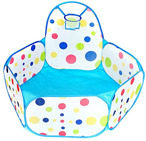 AAJ Big-pit ball | Baby Crawl Playpen with Basketball Hoop | Lightweight Pop-Up Children Play Tent Blue | Portable Pop-Up Ball Pool with Zippered Storage Bag | Balls not Included (Blue)