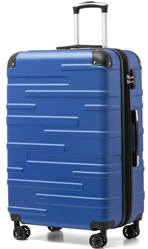 COOLIFE Hard Shell Suitcase with TSA Lock and 4 Spinner Wheels Lightweight Durable (Navy Blue, L(77cm 93L))