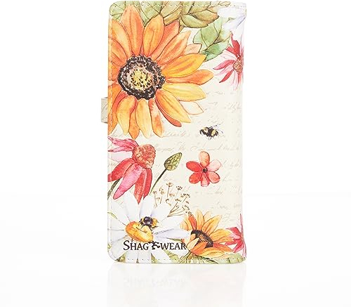 Shag Wear Damen Portemonnaie Mädchen Geldbörse Groß Langformat PU Leder - Viele Fächer/Kartenfächer mit Münzfach mit RFID-Schutz und stilvollen Designs - Sonnenblume (Beige)