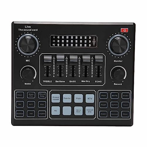Live Sound Card with 16 Special Effects, Bluetooth Stereo Audio Mixer, for Live Youtube Streaming, PC, Recording Studio and Gaming