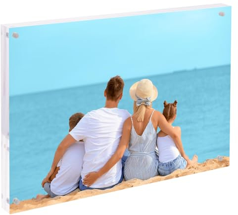 LOLYSIC Acryl Bilderrahmen,A4 Größe,Perspex Fotorahmen,Schreibtisch freistehend für Hochzeit, Schreibtisch, Wohnzimmerplatzierung, 21 x 29,7 CM