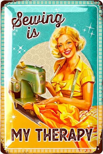 LANOLU Retro Blechschild Nähen, Geschenk für Nähbegeisterte, Näherinnen, Lustige Sprüche & Shabby Chic Deko, Nähzubehör Geschenk, Schild Nähen 20x30cm