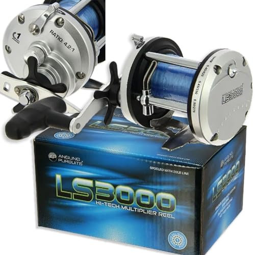 LS3000 Boat Troll Sea Fishing Multiplier Reel Loaded With 20lb Blue Line NGT