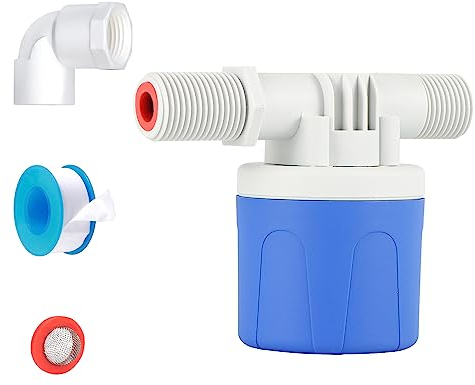 1/2 Automatic Float Valve Water Level Control Valve, Automatic Water Level Controller with Tap Sealing Tape and Corrugated Pipe, Float Valve for Livestock Tanks, Aquaculture, Pond (Side Water Inlet)