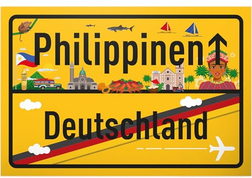 DankeDir! Philippinen Ortsschild - Kunststoff Schild 30 x 20 cm - Geschenk Idee Gutschein Reise Urlaub Reisegutschein Männer & Frauen Geldgeschenk Abschiedskarte Geschenkidee Deko Karte