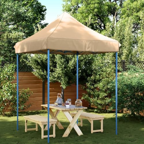 JUDYY Partyzelt Faltbar Pop-Up Beige 200x200x306 cm, Festzelt, Pavillion, Bierzelt, Garten Party Zelt, Gartenzelt, Grillpavillon - 4004983