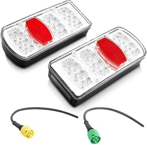 ETUKER LED Anhänger Rückleuchten Set 12/24v 7Funktion Anhänger Beleuchtung Verkabelt 5polig 30cm