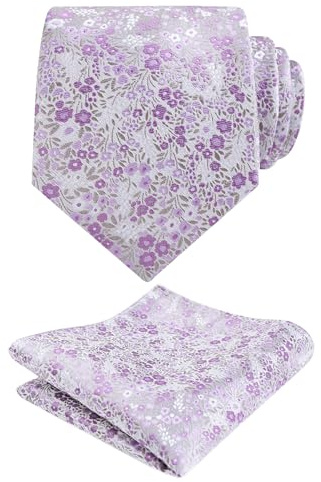 Alizeal Mens Classic Floral Patterned Tie and Hanky Set | Flower Patterned, Wedding Party Tie with Pocket Square, Luxurious Finish
