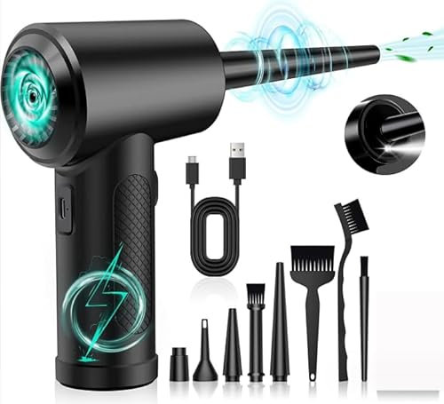 Compressed Air Cleaner for PC, 91000RPM Air Blower for Cleaning, Compressed Air Duster, Air Blower for PC, 3 Speed Cordless Electric Air Duster for PC Laptop Computers Keyboard